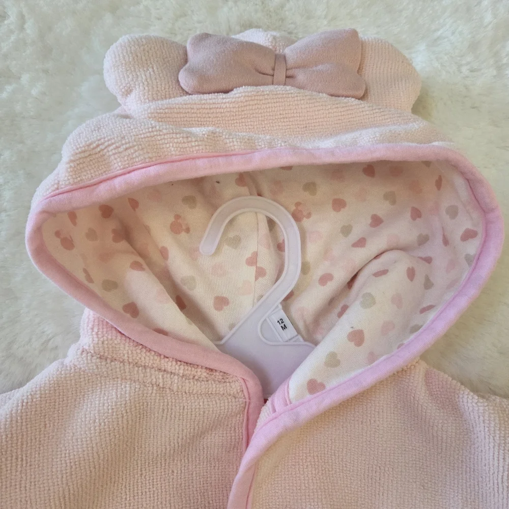 Disney Minnie Mouse Hooded Towel Bathrobe with Ears (Baby Girls), One Size 12M